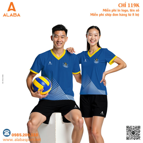 Bộ đồ thể thao xanh dương đậm phối vàng - Năng động và hiện đại