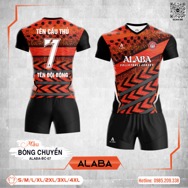 Áo Bóng Chuyền ALABA-BC-07 Màu Đỏ Đen Cam Năng Động