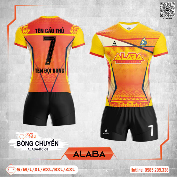 Bộ Quần Áo Bóng Chuyền ALABA-BC-08 Cam Vàng Năng Động