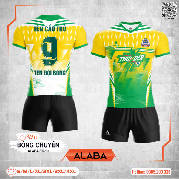 Đồng phục bóng chuyền ALABA-BC-10 Vàng Xanh Lá