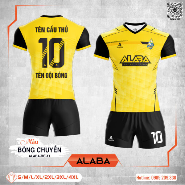 Đồng phục bóng chuyền ALABA-BC-11 màu vàng phối đen