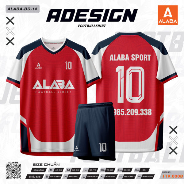 Áo Bóng Đá ALABA BD-14 Màu Đỏ Đô - Thiết Kế Mạnh Mẽ, Cá Tính