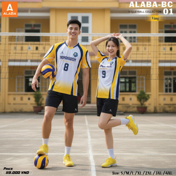 Áo Bóng Chuyền ALABA BC-01 Màu Trắng Vàng Năng Động
