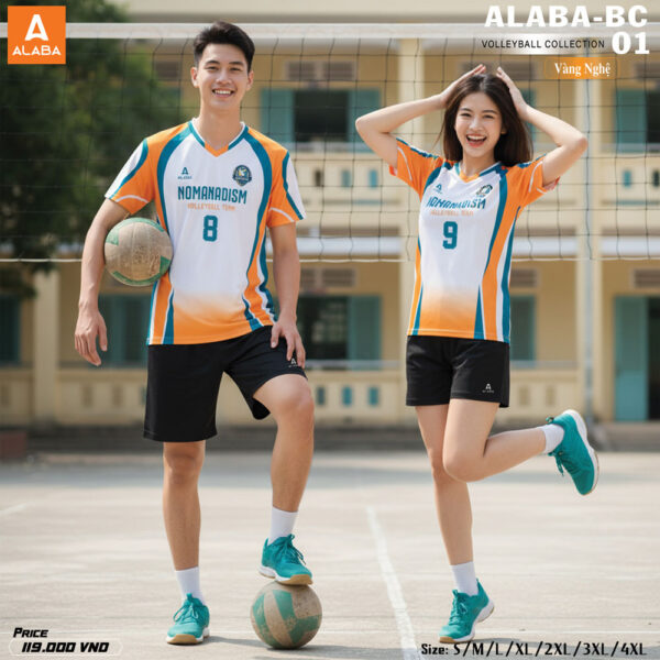 Áo Đấu Bóng Chuyền ALABA BC-01 Màu Vàng Nghệ Trắng Năng Động