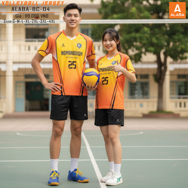 Áo Bóng Chuyền ALABA-BC-04 Màu Cam Vàng Đen Năng Động
