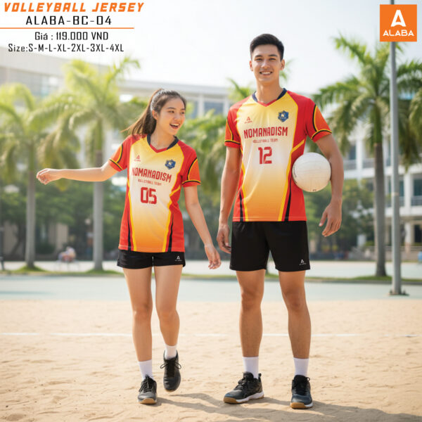 Áo Bóng Chuyền ALABA-BC-04 Cam Đỏ Vàng Năng Động