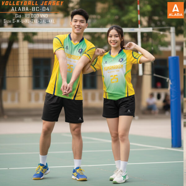 ALABA BC-04 Vàng - Áo Bóng Chuyền Nam Nữ Thoáng Mát Năng Động