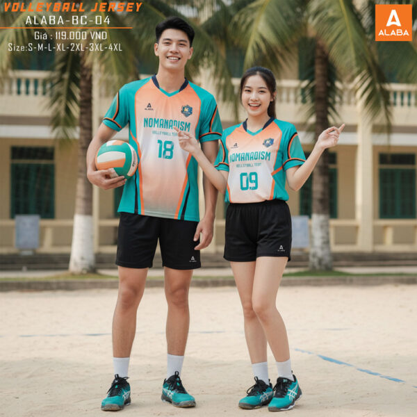 Áo Bóng Chuyền ALABA-BC-04 Màu Cam Xanh Ngọc Nổi Bật