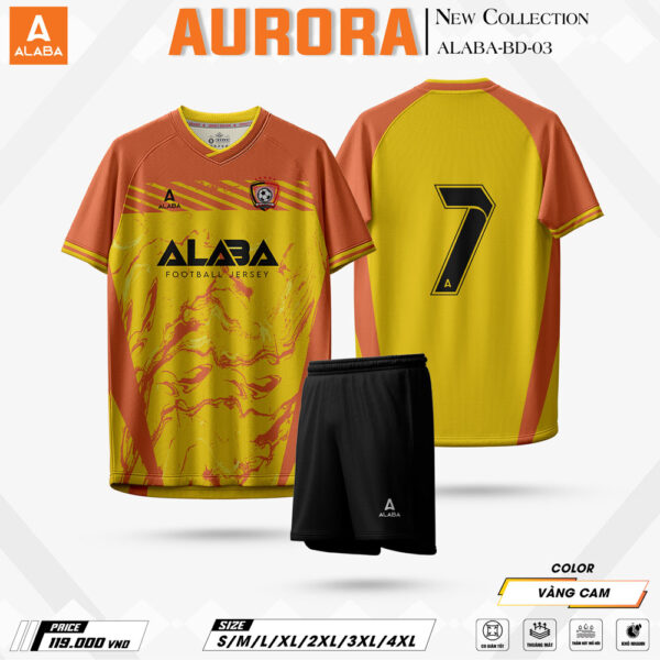 Bộ quần áo bóng đá ALABA - AURORA Vàng Cam (ALABA-BD-03)
