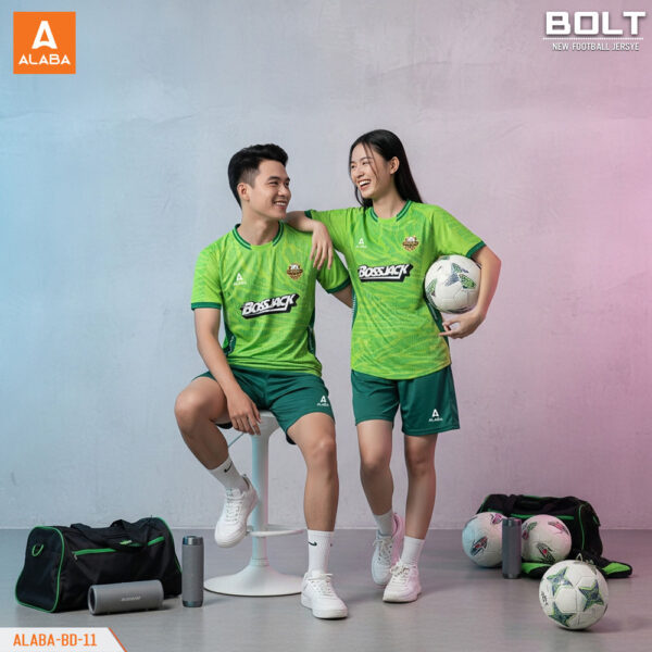 Bộ Quần Áo Bóng Đá ALABA BD11 Xanh Neon Rêu Năng Động