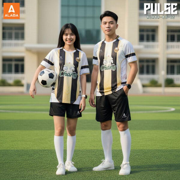 Bộ đồ thể thao ALABA BD-12 | Đen – Trắng – Vàng kim thời thượng