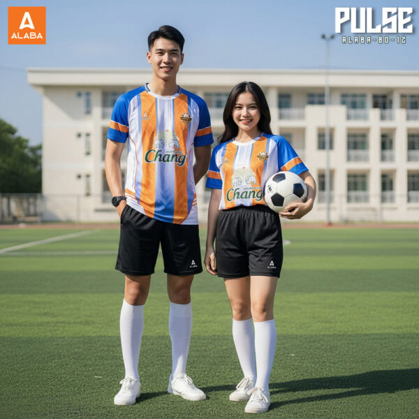 Đồng Phục Thể Thao ALABA – PULSE ALABA-BD-12 Cam Trắng Xanh Năng Động