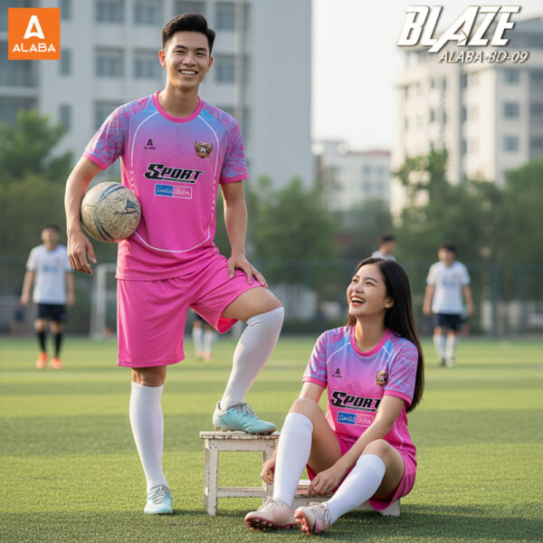 Đồng phục bóng đá ALABA BLAZE BD-09 màu Hồng Fuchsia cá tính