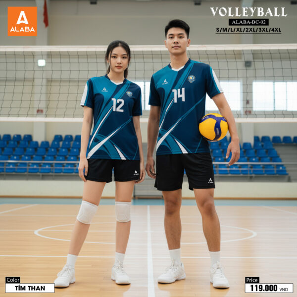 Bộ đồ bóng chuyền ALABA-BC-02 màu tím than