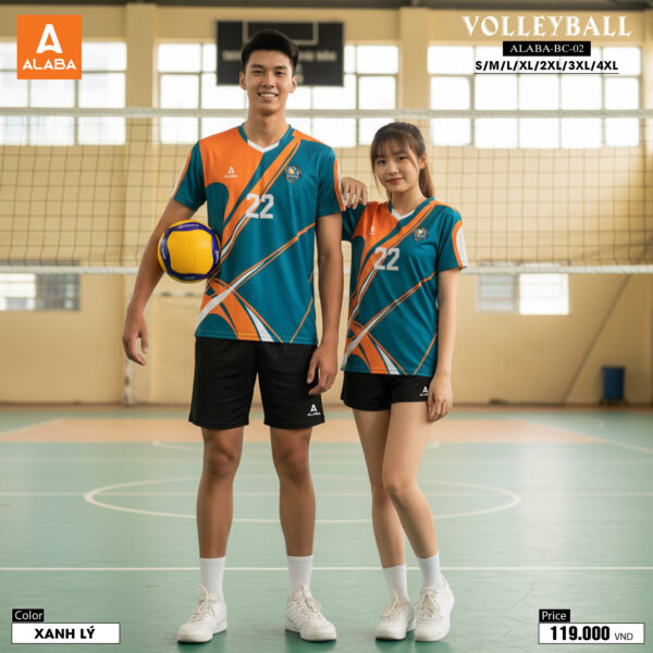 Áo Bóng Chuyền ALABA-BC-02 - Màu Xanh Lý Năng Động, Thiết Kế Trẻ Trung