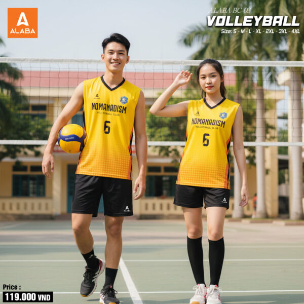 Đồng phục Bóng Chuyền ALABA BC 03 Màu Vàng Nổi Bật