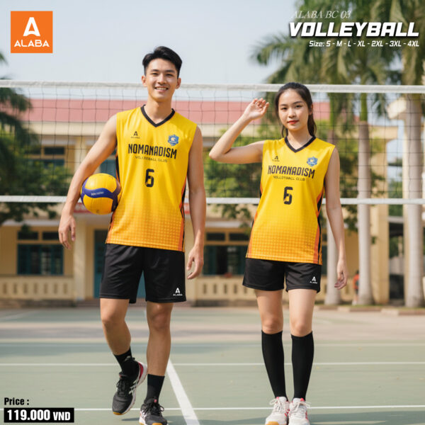 Áo Đấu Bóng Chuyền ALABA BC-03 Màu Vàng Năng Động