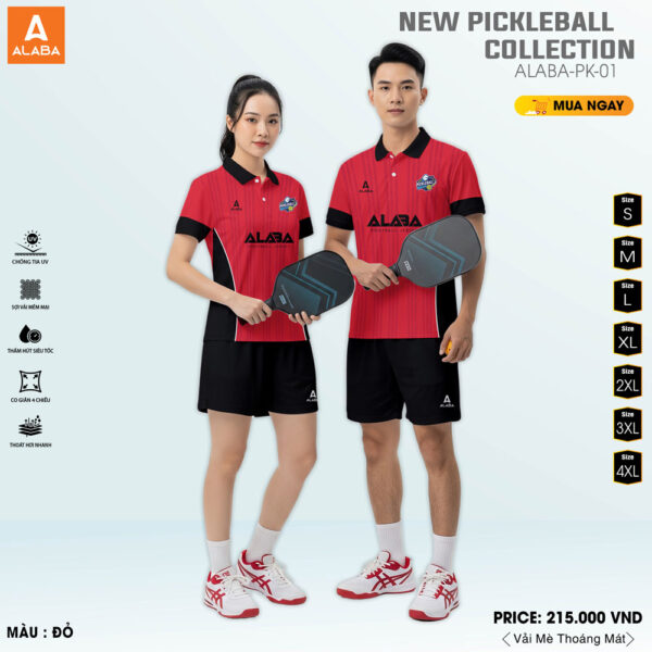 Bộ đồ thể thao Pickleball ALABA-PK-01 - Tông đỏ đen cá tính