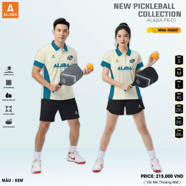 Áo Thể Thao ALABA - Pickleball ALABA-PK-01 | Màu Kem Xanh Thanh Lịch