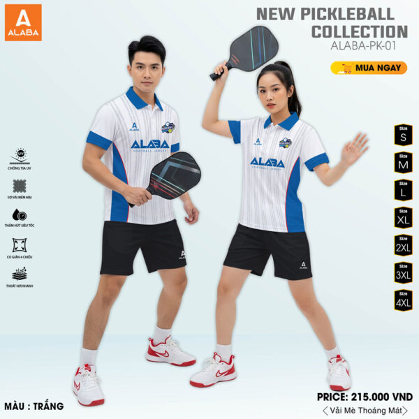 Bộ Quần Áo Thể Thao Pickleball ALABA-PK-01 Trắng Năng Động