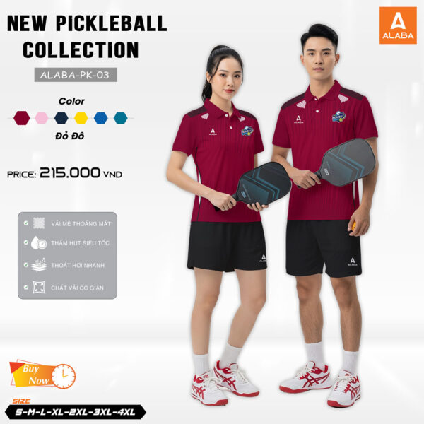 Áo Thể Thao Pickleball ALABA PK-03 Màu Đỏ Đô