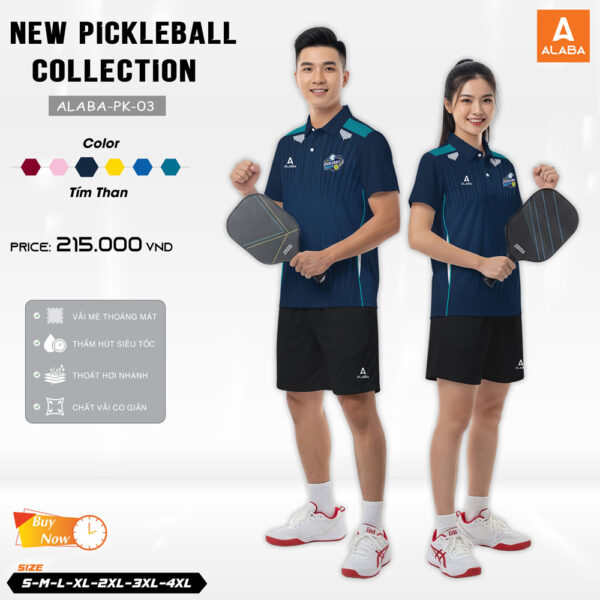 Áo Thể Thao ALABA-PK-03 Màu Tím Than – Bộ Sưu Tập Pickleball 2026