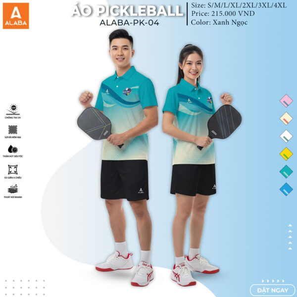 Áo Pickleball ALABA-PK-04 Xanh Ngọc – Thoáng mát & Thời trang cho mọi trận đấu