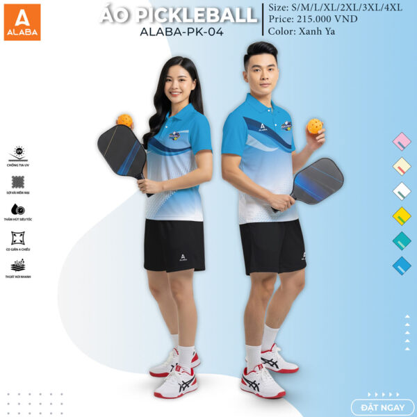 Áo Pickleball ALABA-PK-04 Xanh Ya - Thiết Kế Loang Chuyển Tầng Cá Tính