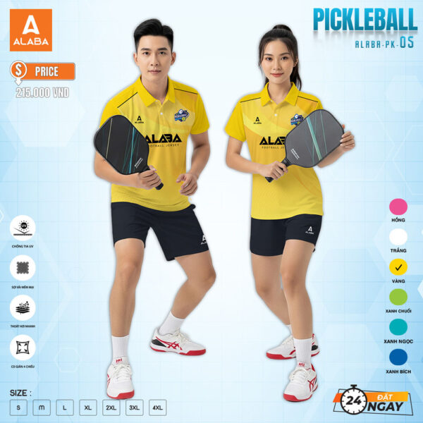 Áo Thể Thao Pickleball ALABA PK-05 - Vàng Tươi Năng Động
