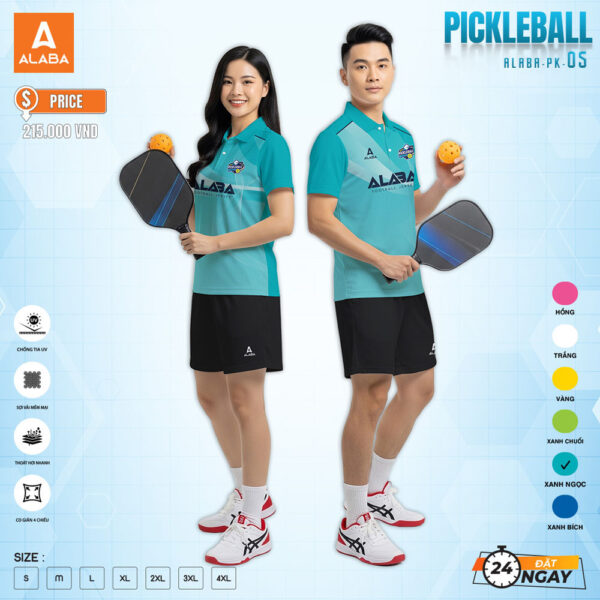 Áo Pickleball ALABA PK.05 Xanh Ngọc - Màu Sắc Tươi Trẻ, Thiết Kế Thể Thao Chuyên Nghiệp