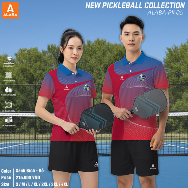 Áo thể thao ALABA PK-06 Xanh Bích Đỏ – Năng động và sành điệu cho mùa Pickleball