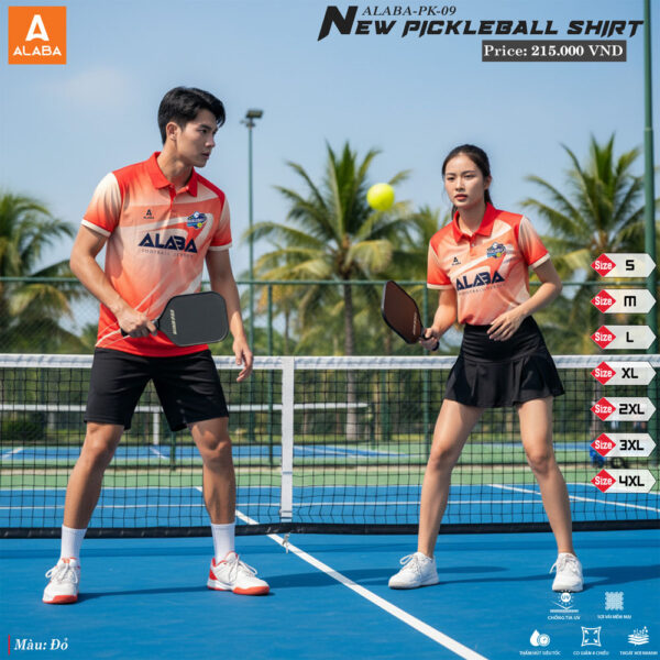 Áo thể thao Pickleball ALABA-PK-09 đỏ cam nổi bật