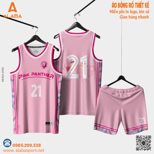 Áo Bóng Rổ Thiết Kế Hồng Pastel Pink Panther - Tinh Tế, Mới Lạ