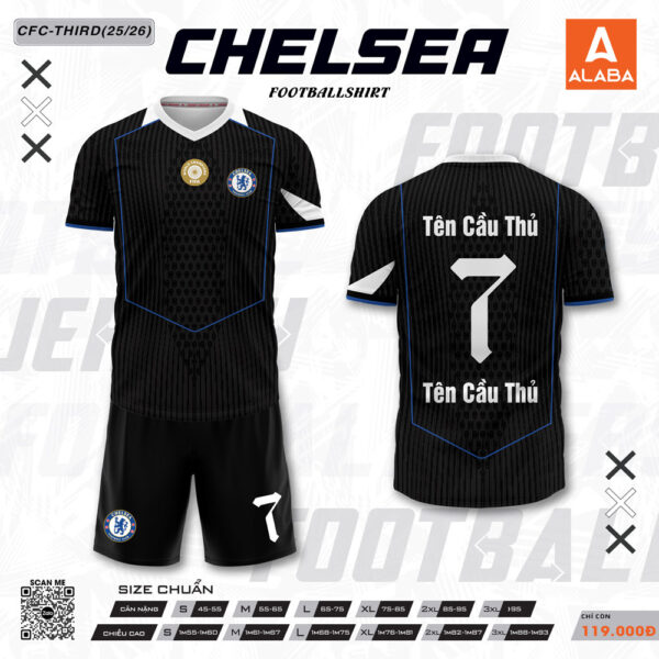 Áo đấu Chelsea Third 25/26 - Đen xanh thời thượng từ Alaba