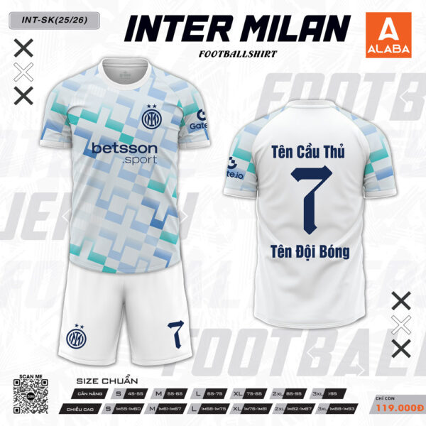 Áo Đấu INTER MILAN 25/26 Trắng Xanh - Thiết Kế Nổi Bật, Form Chuẩn Body