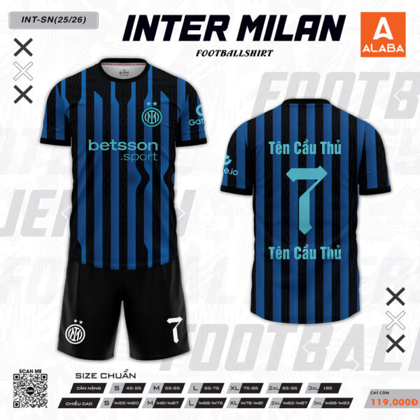Áo đấu Inter Milan 25/26 sọc xanh đen chính hãng