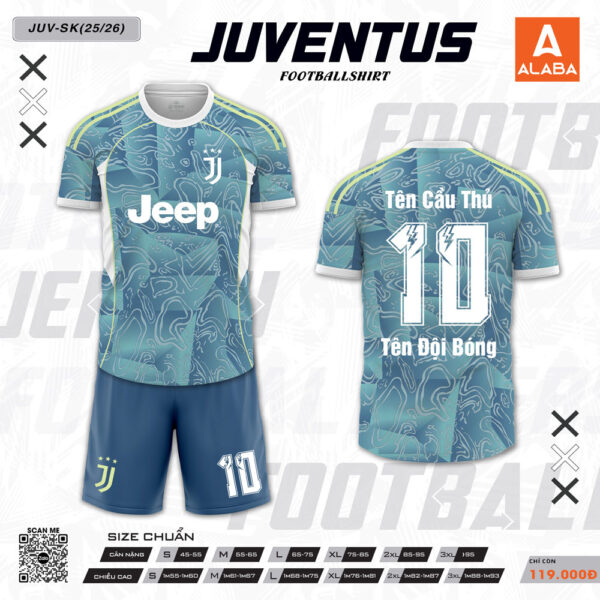 Áo đấu Juventus mẫu mới xanh dương pastel – Thiết kế trẻ trung, năng động