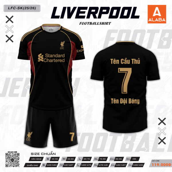 Áo đá banh Liverpool LFC-SK 25/26 đen viền vàng đồng