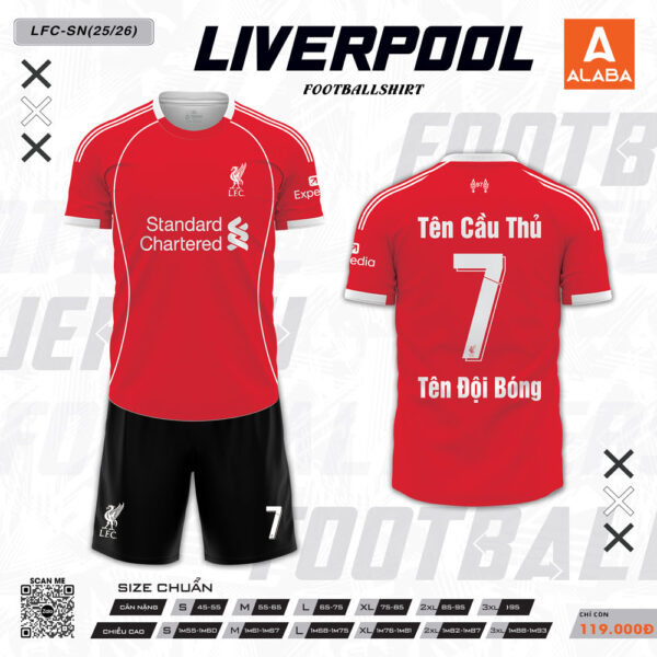 Áo Bóng Đá Liverpool Sân Nhà Màu Đỏ Truyền Thống