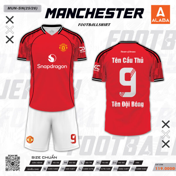 Áo bóng đá Manchester United MUN-SN 25/26 màu đỏ tươi
