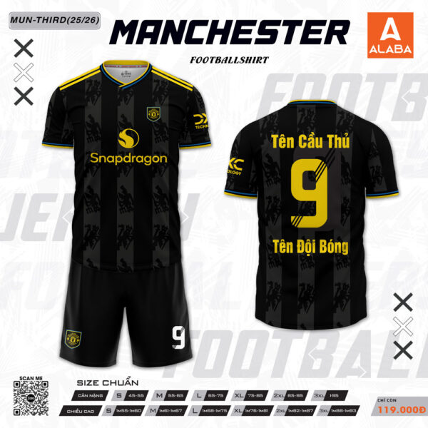 Áo Bóng Đá Manchester Mẫu Thứ 3 Mùa 2025/2026 - Màu Đen Vàng