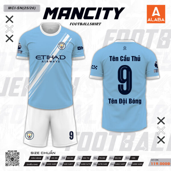 Áo Bóng Đá Manchester City Sân Nhà Màu Xanh Trời 2026