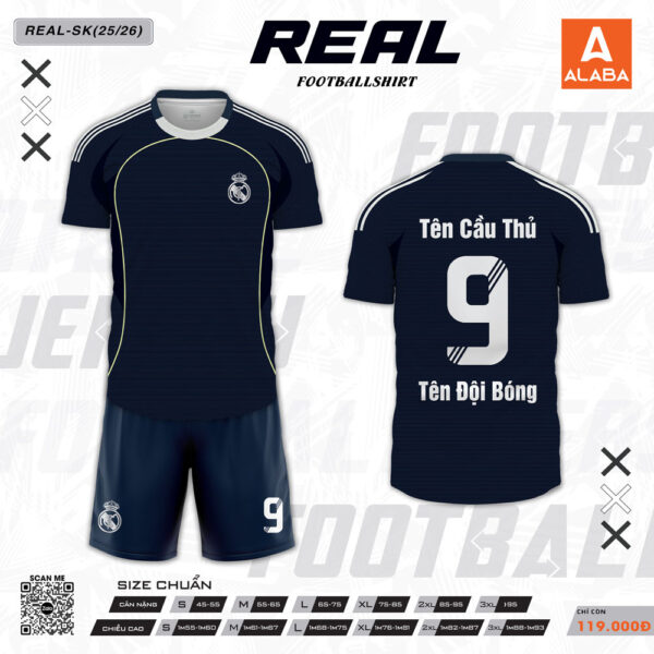 Áo đấu bóng đá Real SK xanh navy - Thiết kế mạnh mẽ, phong cách chuyên nghiệp