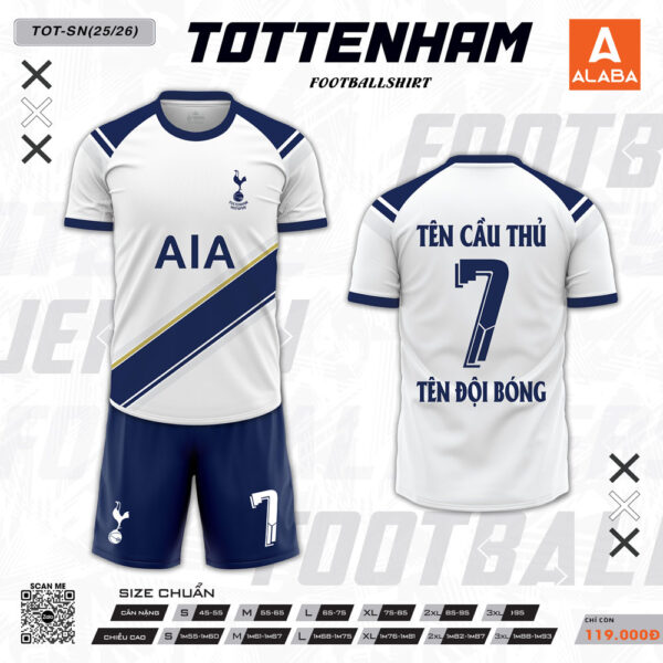 Áo Đấu Tottenham Sân Nhà 25/26 – Xanh Trắng Cá Tính