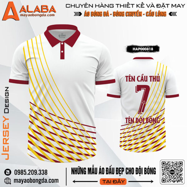Áo Đấu Thể Thao Màu Trắng Sọc Vàng Đỏ Đô HAP000818