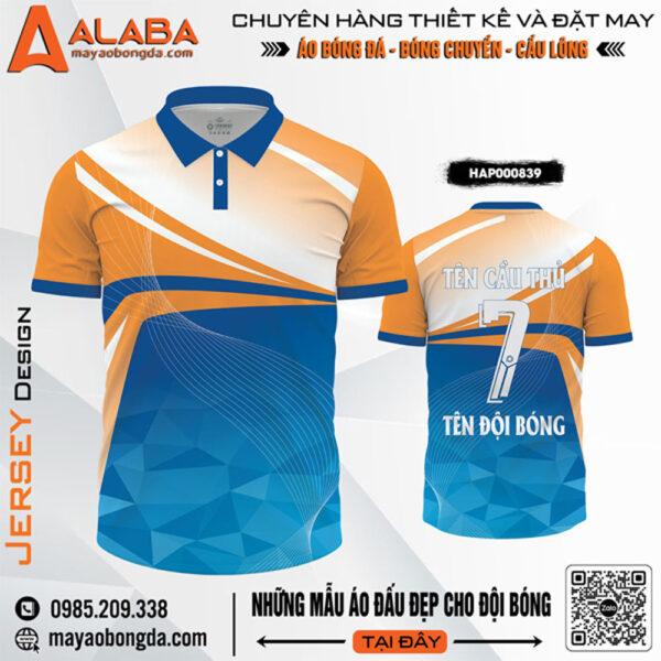 Áo bóng đá cam - xanh dương HAP000839: Năng động, hiện đại, đậm cá tính